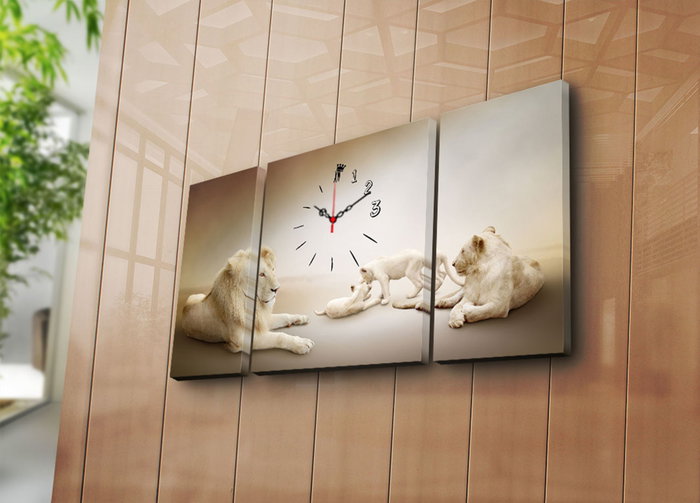 Wallity Reloj de Pared Decorativo de Lienzo Multicolor (3 Piezas)
